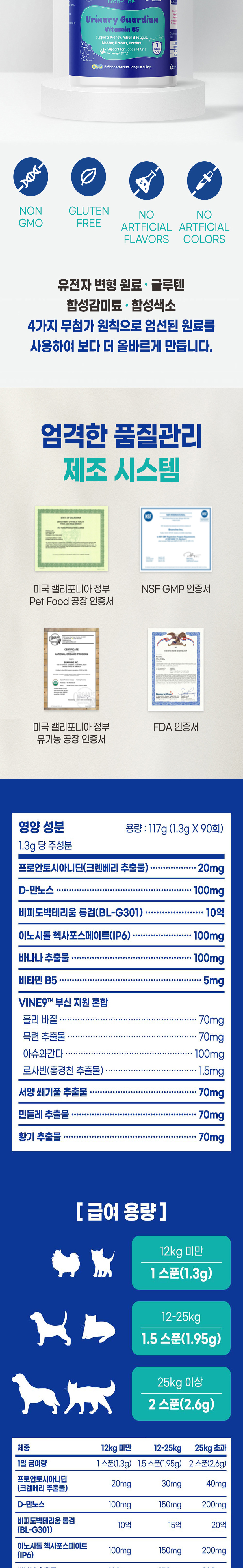 [무료배송] 브랜바인 유리나리 가디언 신장영양제 비타민B5 에디슨증후군 90일분 10번째