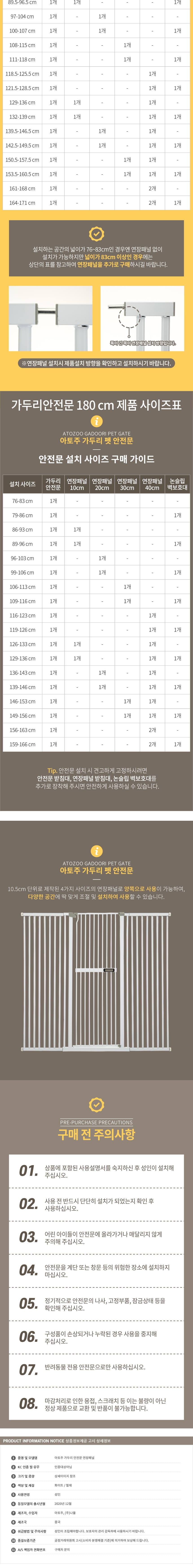 [무료배송] 아토주 가두리 고양이 방묘문 안전문 1.8m 확장패널 10/20/30/40cm 5번째