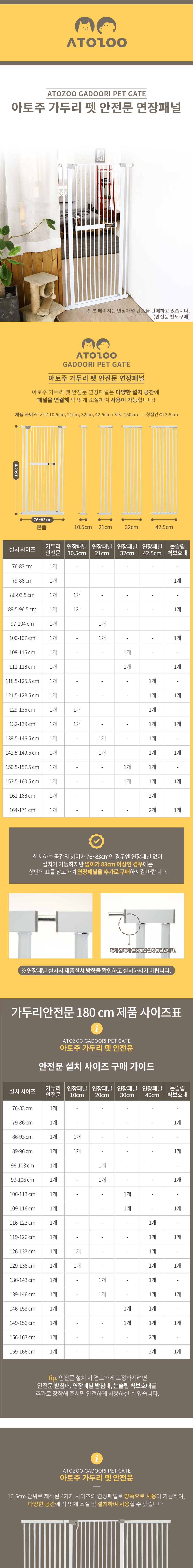 [무료배송] 아토주 가두리 고양이 방묘문 안전문 1.8m 확장패널 10/20/30/40cm 4번째
