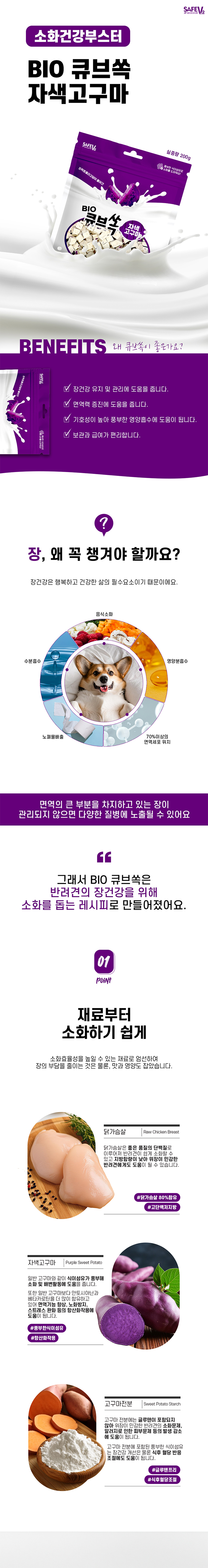 [NEW신상][무료배송] 세이프브이투 독 유산균 바이오 큐브쏙 자색고구마 200g 1번째