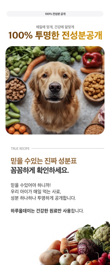 [무료배송] 하루올데이 피부 기능성 유기농 수제 사료 1kg 11번째