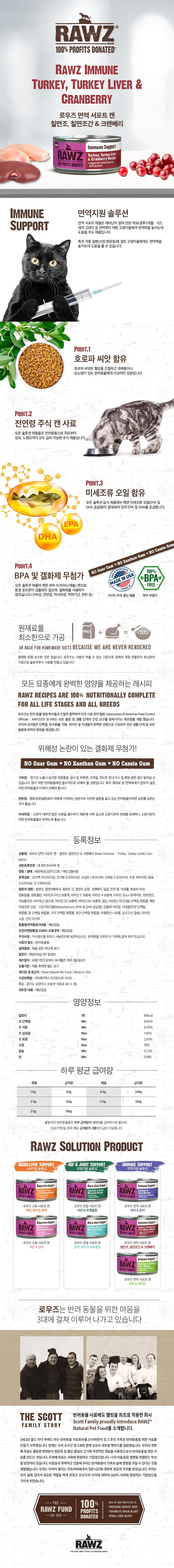 로우즈 캣 면역 서포트캔 칠면조,칠면조간&크랜베리 155g 1번째