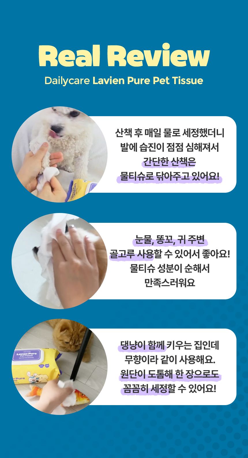 [NEW신상]펫생각 데일리케얼 라비엔 퓨어 펫 티슈 80매  7번째