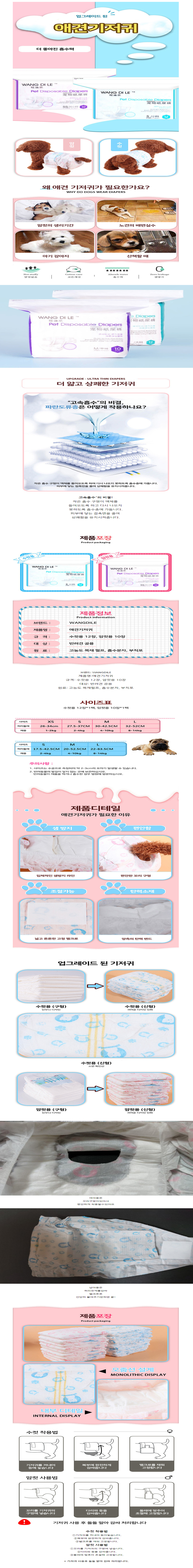 [NEW신상][무료배송] 리치독스 반려동물 기저귀 (암컷/수컷) 1번째