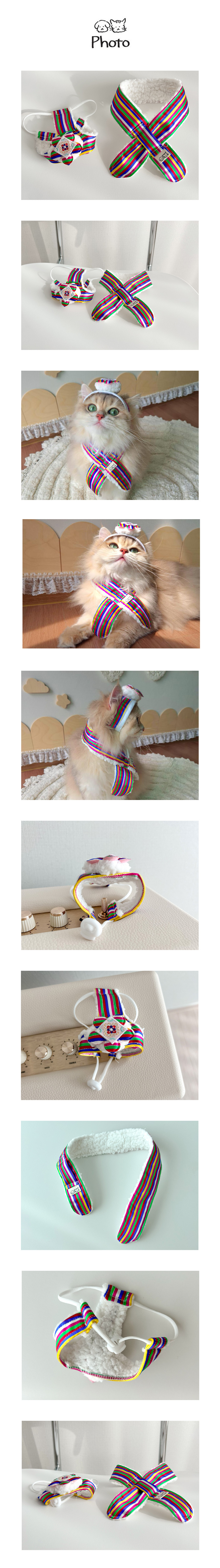 [무료배송] 개달당 차차아씨 강아지 고양이 추석 설날 모자 한복 목도리 2종 2번째