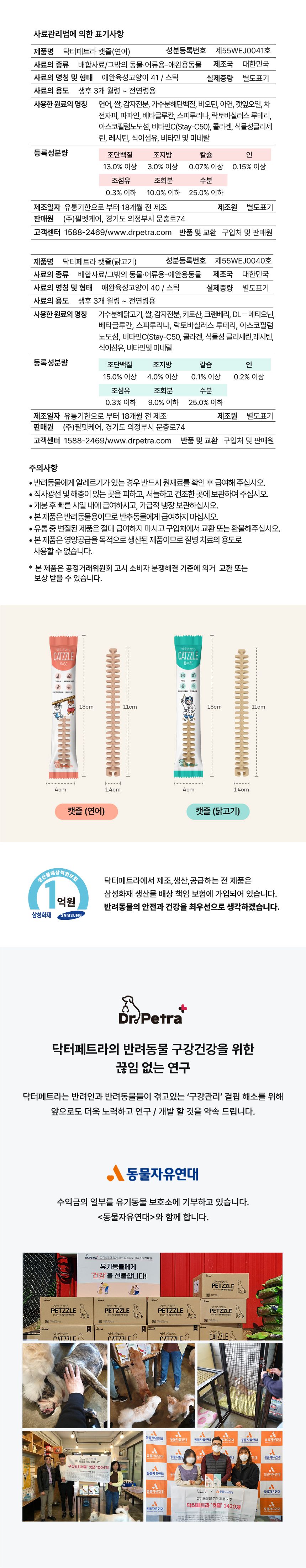 닥터페트라 캣즐 헤어볼&연어맛 20개입 19번째