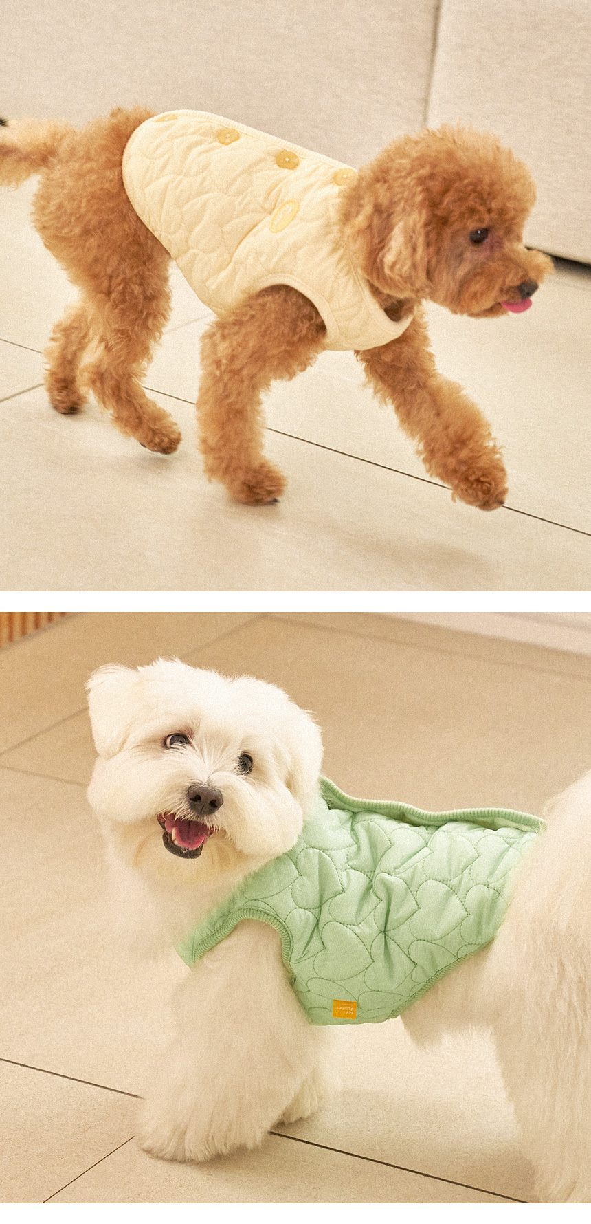 [무료배송] 마이플러피 하트 깔깔이 뒷단추 조끼 4번째