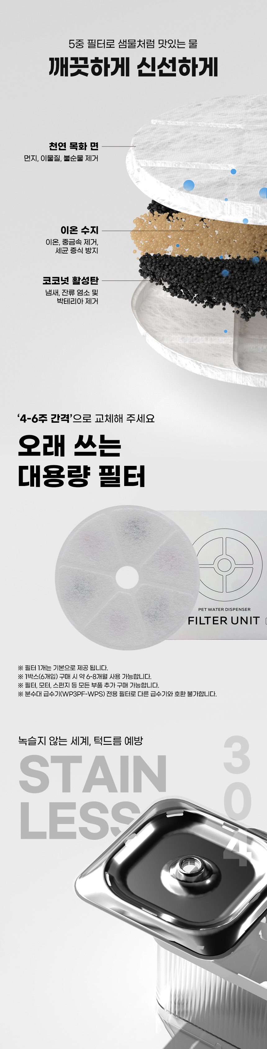 [무료배송] 코코시루 무선 모터 분수대 자동 급수기 3L WP3WF-WPS 고양이 강아지 17번째