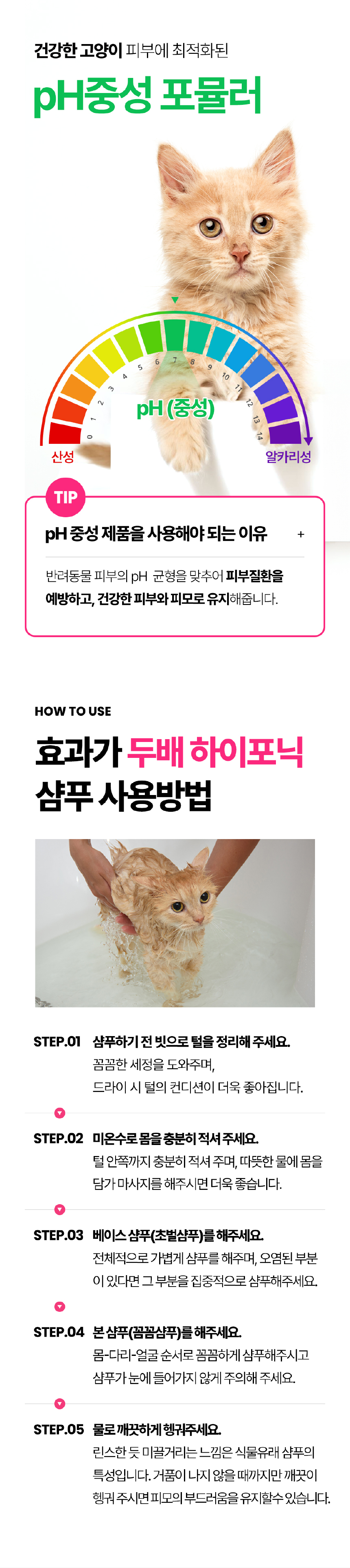 [무료배송] 하이포닉 캣 프리미엄 저자극 샴푸 300ml 7번째