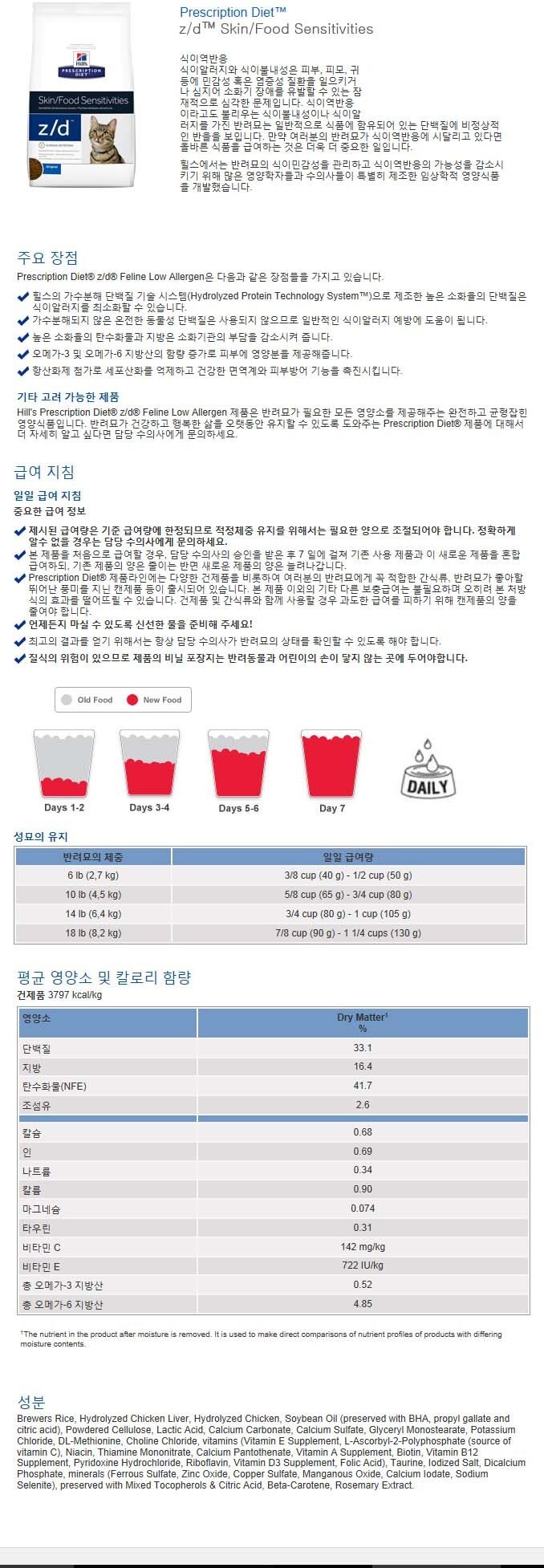 [무료배송] 힐스 캣 z/d 1.81kg 1번째