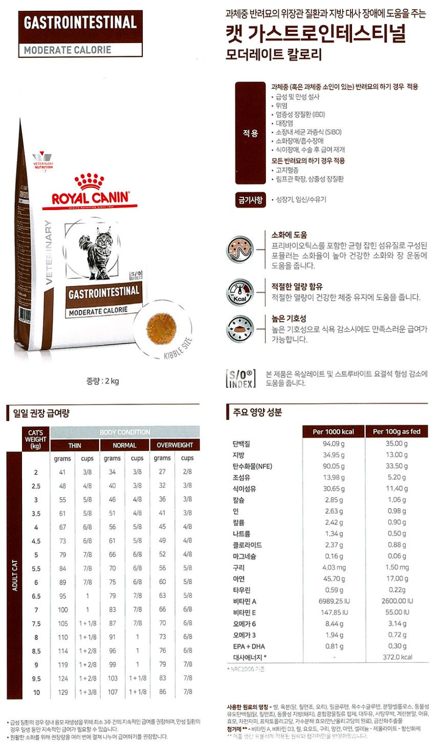 [무료배송] 로얄캐닌 캣 가스트로 인테스티널 모더레이트 칼로리 2kg 1번째