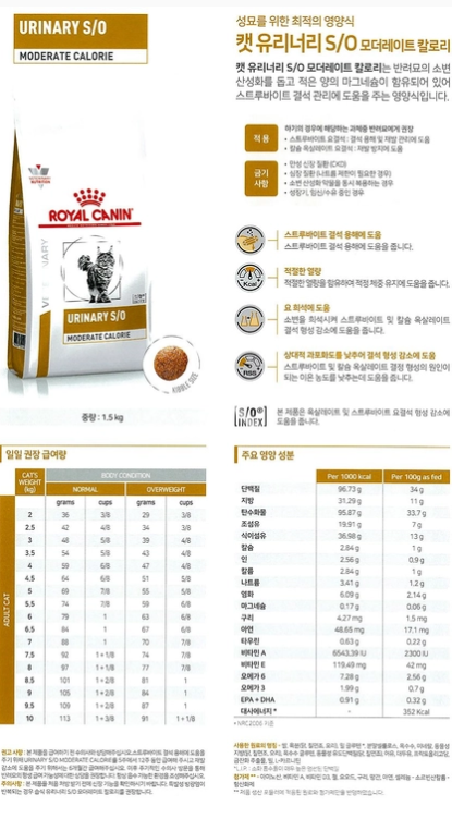 [무료배송] 로얄캐닌 캣 유리너리 S/O 모더레이트 칼로리 1.5kg 1번째