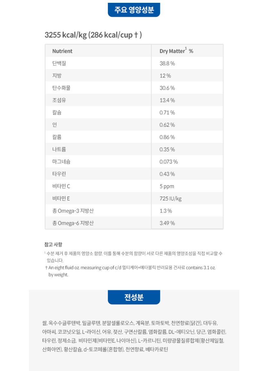 [무료배송] 힐스 캣 C/D 멀티케어 메타볼릭 2.88kg 1번째