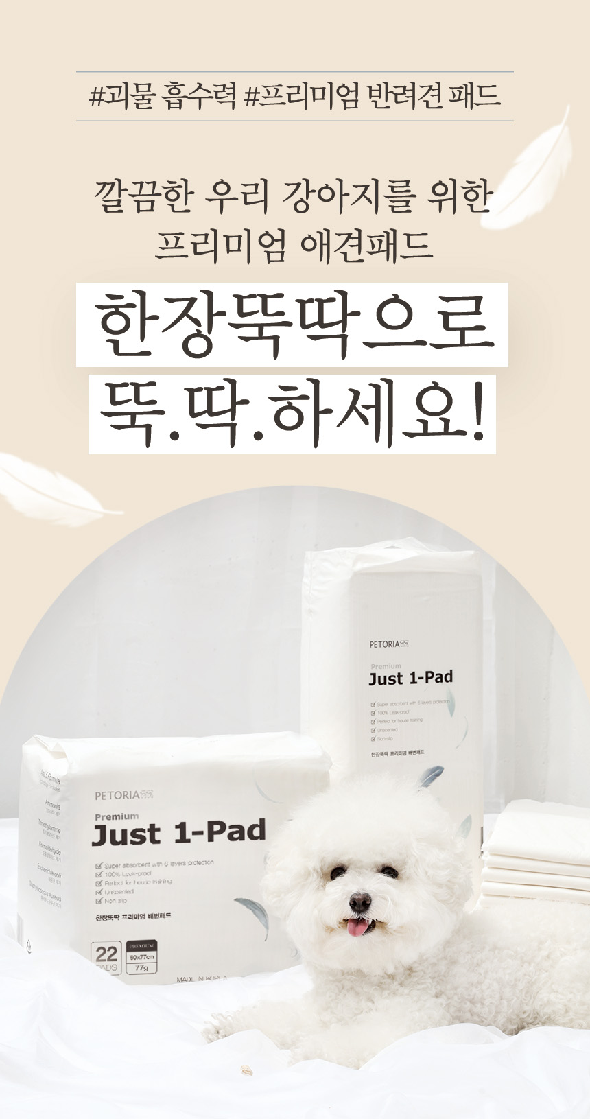 [무료배송] 펫토리아 한장뚝딱 강아지 배변패드 [모음] 34번째