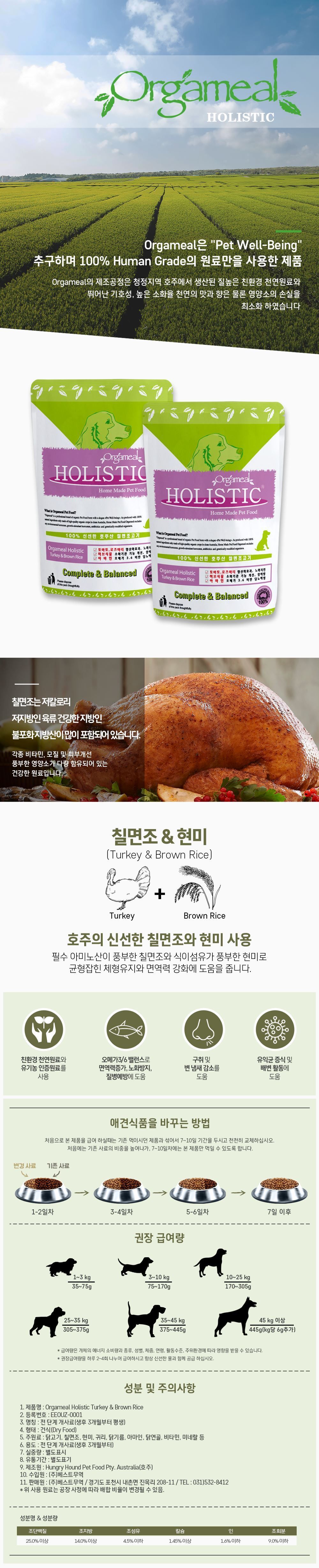 [사료샘플] 올가밀 독 홀리스틱 터키&라이스 40g 1번째