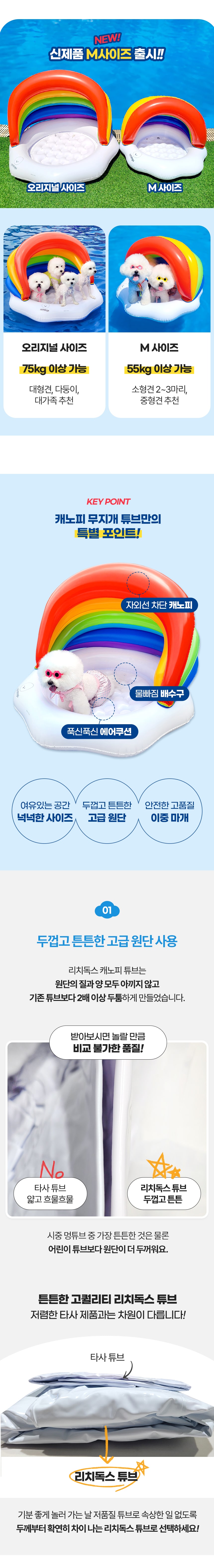 [무료배송] 리치독스 캐노피 무지개 오리지널 튜브 M 2번째