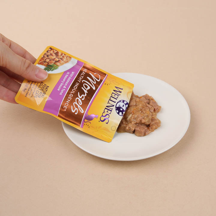 웰니스 캣 헬시 인덜전스 머셀 연어&참치 파우치 85g 1번