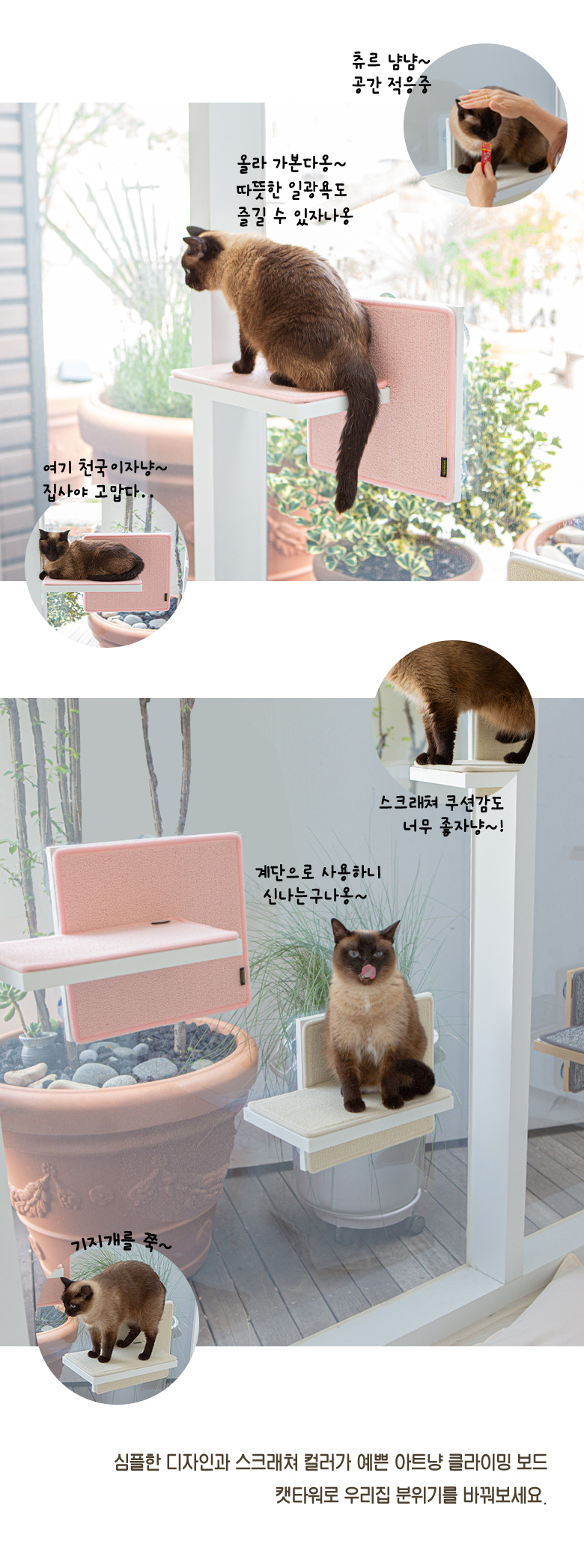 [무료배송] 모넬로 아트냥 창문 캣타워 고양이 벽부착 캣워커 해먹 300 화이트 DO23047 11번째