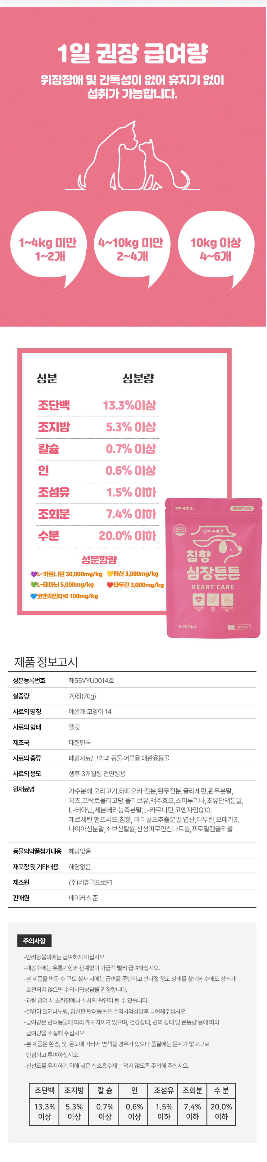 [무료배송] 댕이수랏간 침향심장튼튼 70g 20번째