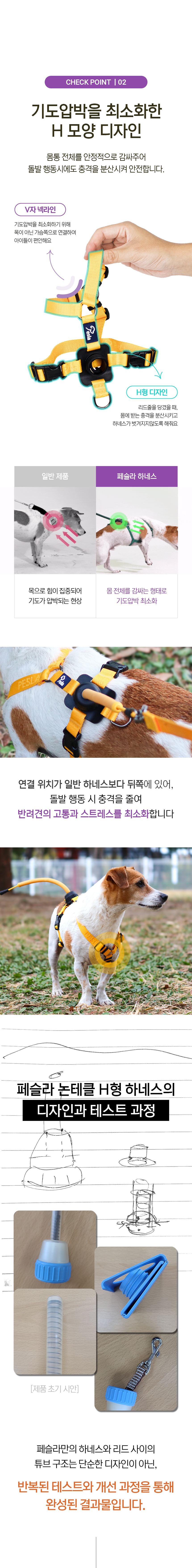 [NEW신상][무료배송] 페슬라 논테클 하네스 리드줄 세트(H형 하네스+리드줄+브릿지) 4번째
