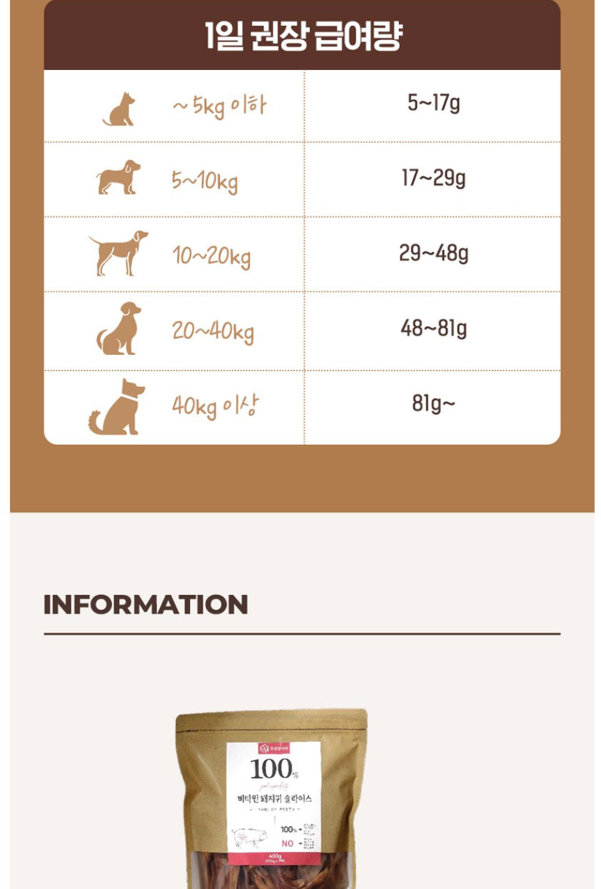 [무료배송] 조선강아지 비타민 돼지귀 슬라이스 400g 22번째