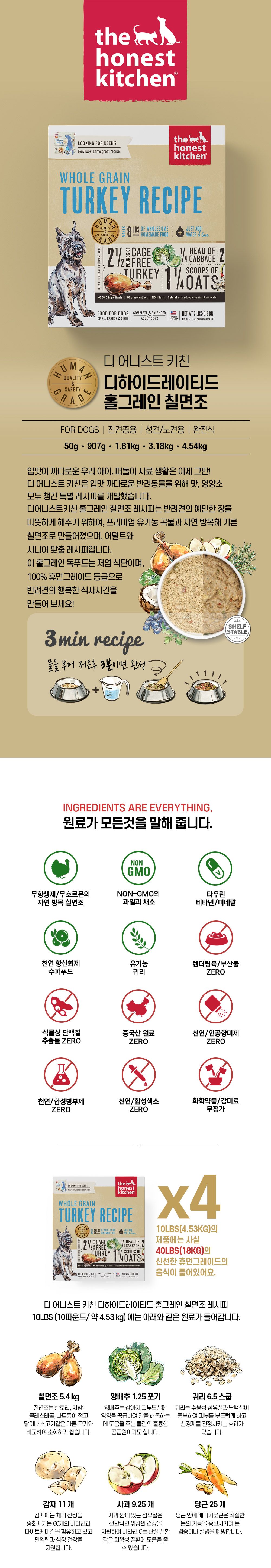 디어니스트키친 독 훌그레인 칠면조 레시피 907g 1번째