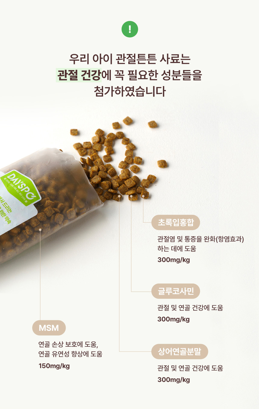 [NEW신상][무료배송] 데이스포 독 우리아이 관절튼튼 사료 1.8kg 6번째
