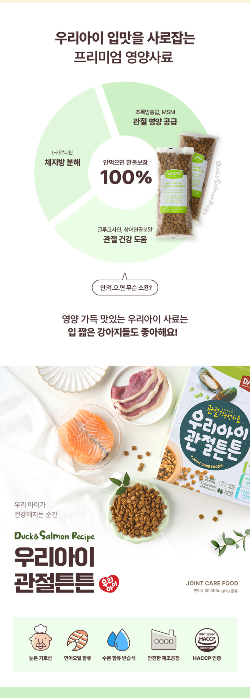 [NEW신상][무료배송] 데이스포 독 우리아이 관절튼튼 사료 1.8kg 2번째