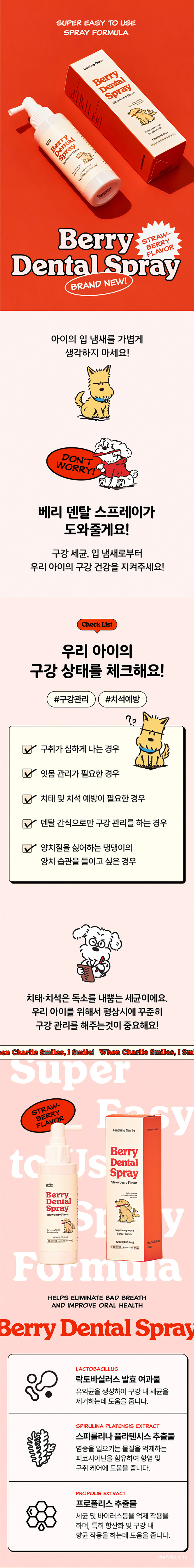 [NEW신상][무료배송] 래핑찰리 베리덴탈 스프레이 120ml 1번째