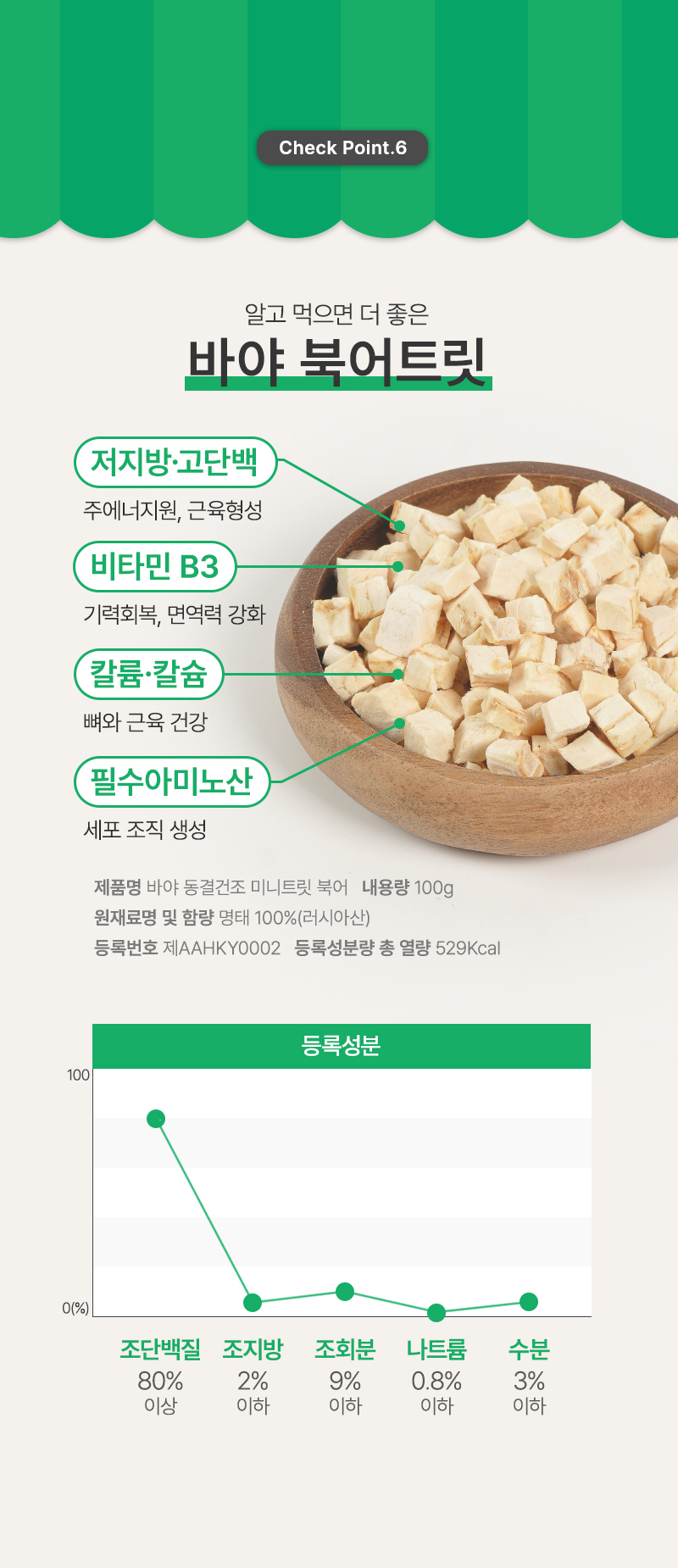 [무료배송] 바야 동결건조 미니 큐브 북어 트릿 100g 14번째