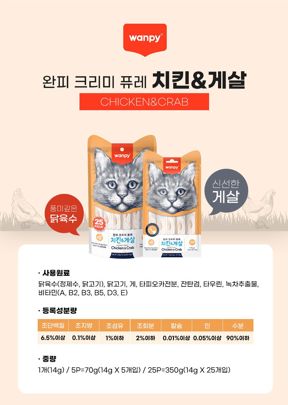 [창고대방출]완피 캣 크리미 퓨레 참치&가리비 14g*5p 20번째