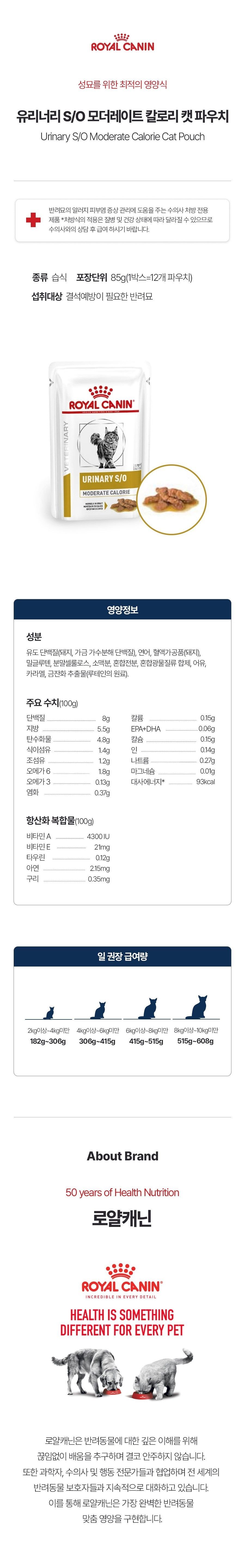 [무료배송][12개] 로얄캐닌 캣 유리너리 S/O 모더레이트 칼로리 파우치 85g 1번째