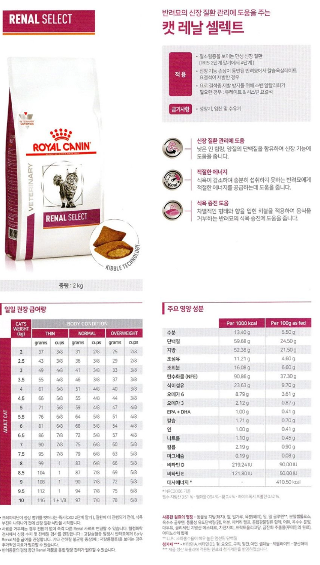[무료배송] 로얄캐닌 캣 레날 셀렉트 2kg 1번째