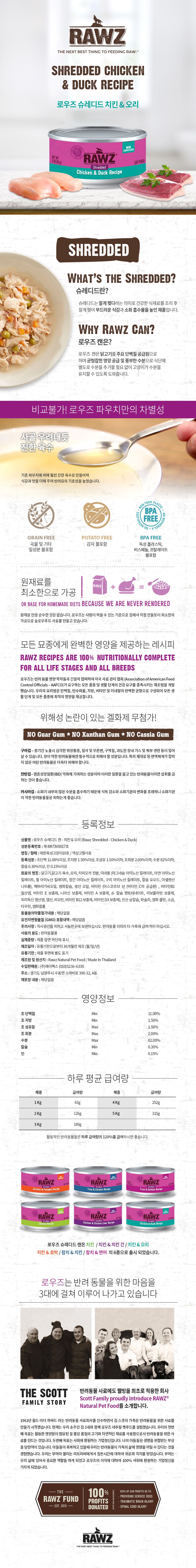 로우즈 캣 슈레드 치킨&오리 캔 85g 1번째
