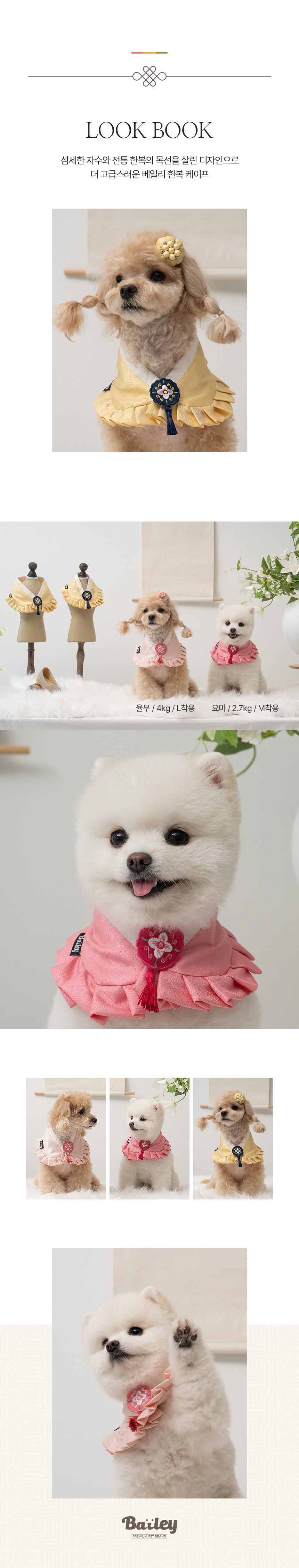 [무료배송] 베일리 강아지 설날 항균 소담 한복 케이프 진달래/벚꽃/개나리 S-XL 4번째