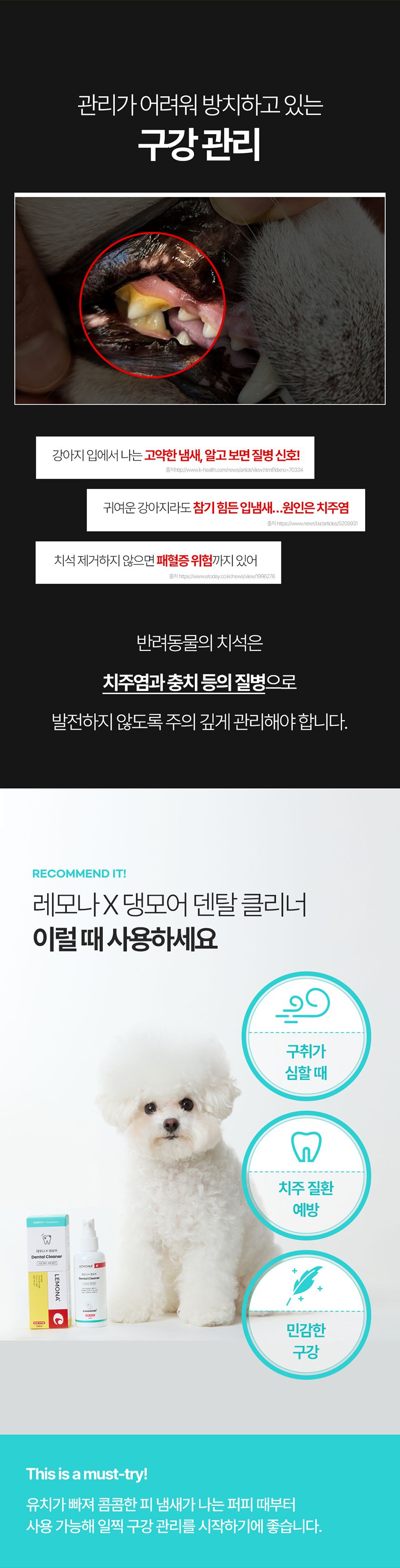 [무료배송] 레모나 X 댕모어 덴탈클리너 플러스 100ml 3번째