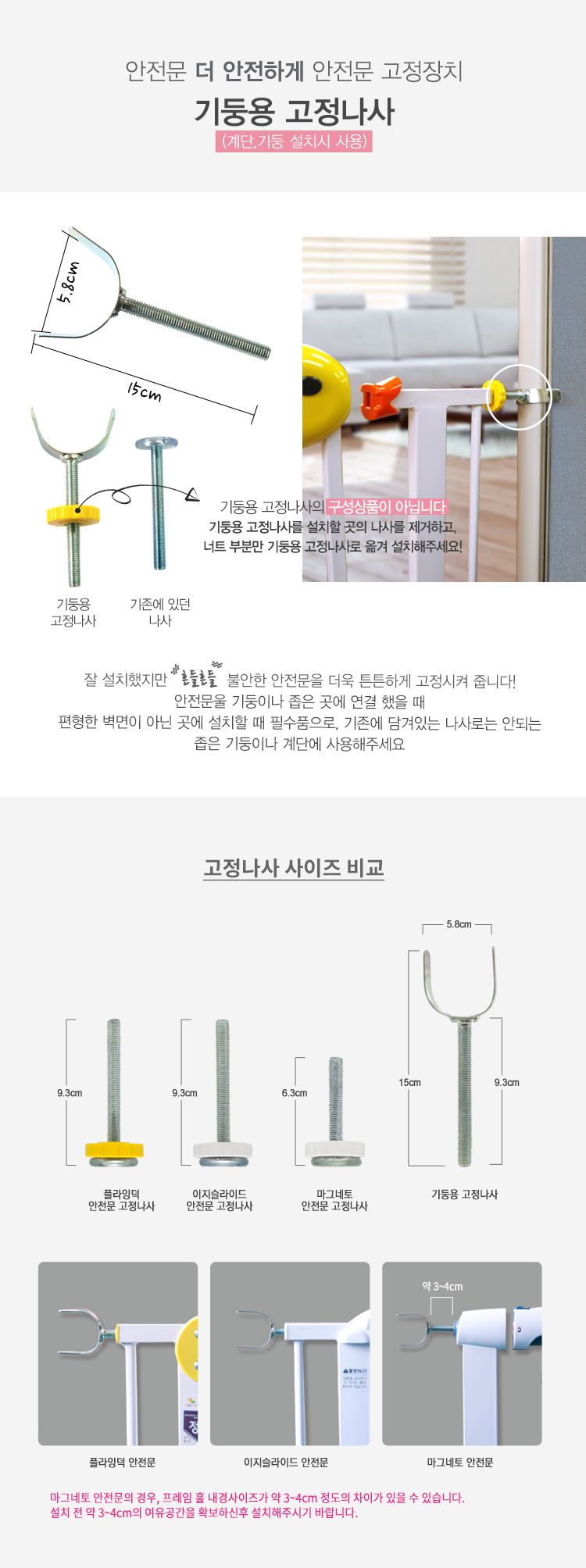 [무료배송] 펫트리움 안전문 부품 기둥용 고정나사 1번째