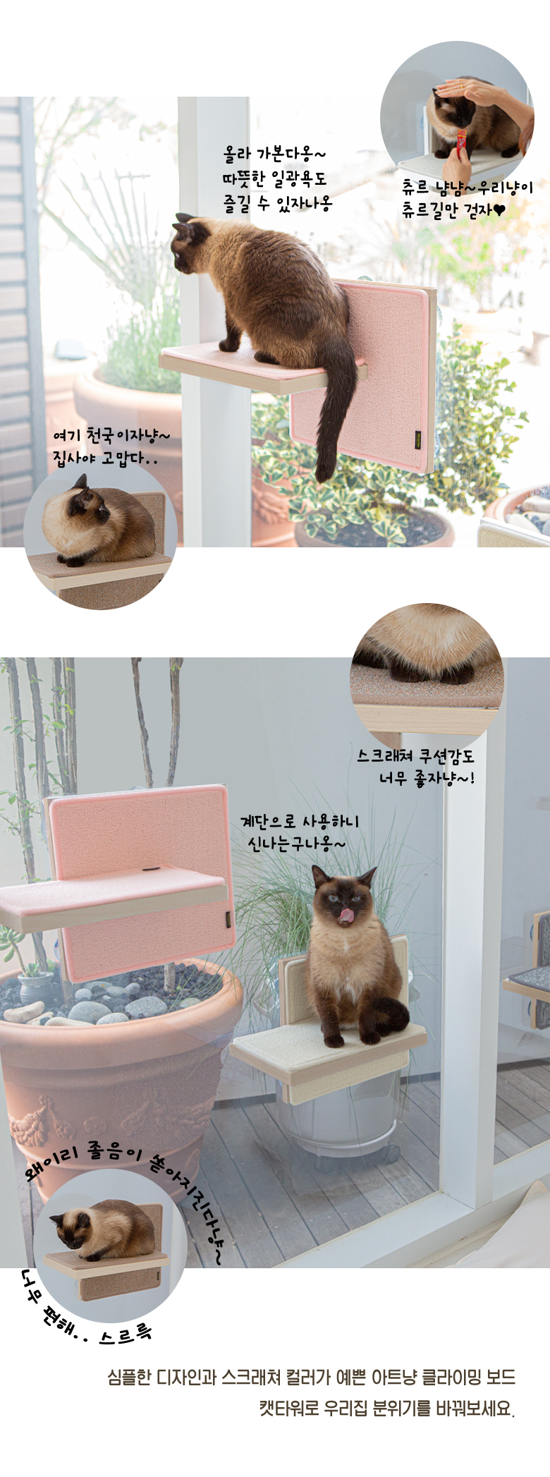 [무료배송] 모넬로 아트냥 고양이 창문 캣타워 벽부착 해먹 캣워커 300 네추럴 DO23048 11번째