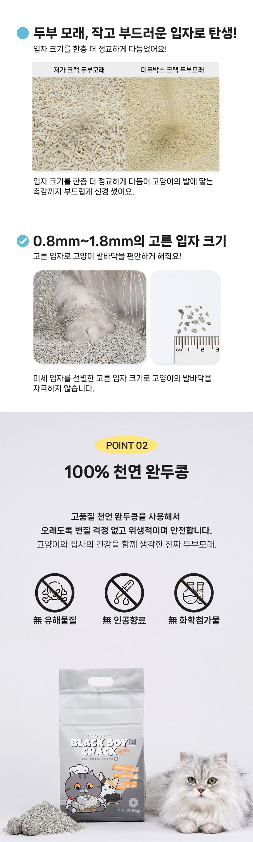 [NEW신상][무료배송] 미유박스 블랙소이 크랙 두부 모래 숯 2.8kg x 3개 3번째