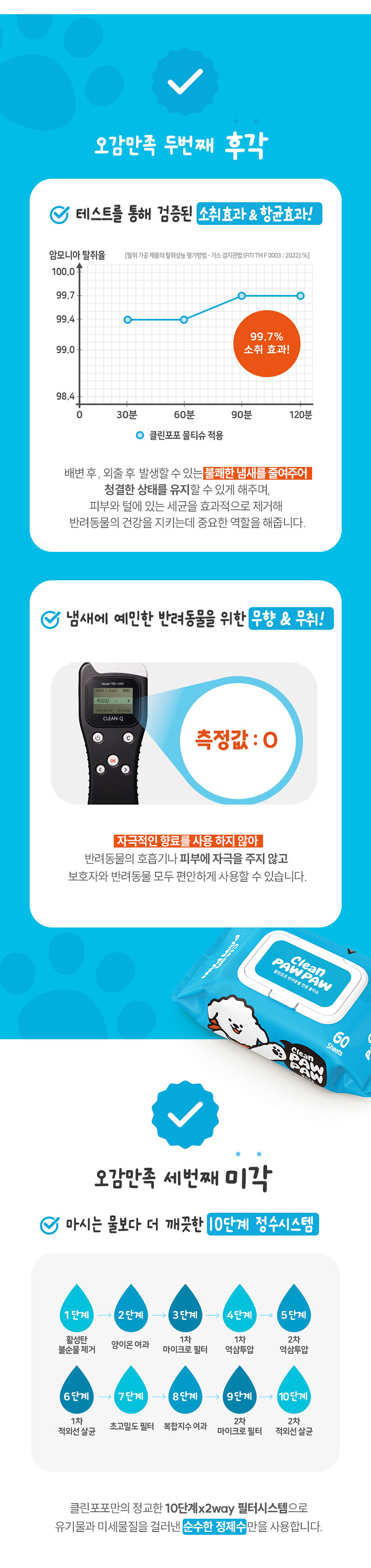[NEW신상][무료배송] [10팩] 클린포포 반려동물 물티슈 60매 4번째