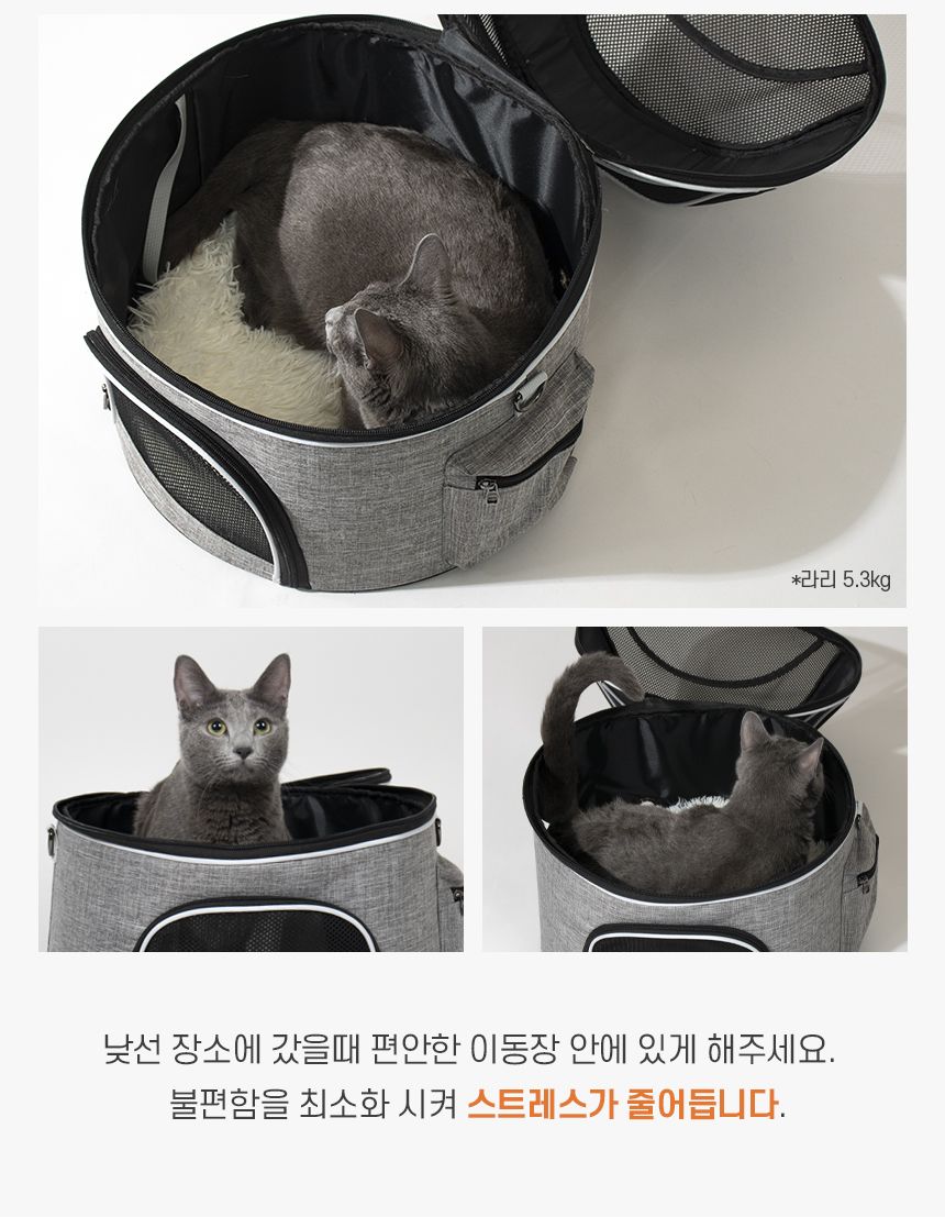 [무료배송] 리스펫 허리펴고 숨숨 돔형 이동장 마약방석 SET  16번째