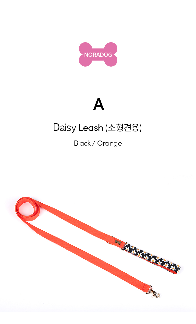 [무료배송] 노라독 데이지 기본 리드줄 블랙/오렌지 2.0/2,5cm 1번째