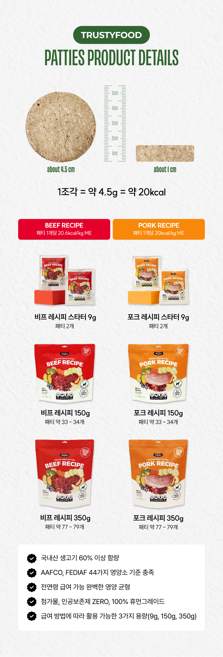 [브랜드전][무료배송] 트러스티푸드 동결건조 사료 포크패티 350g 11번째