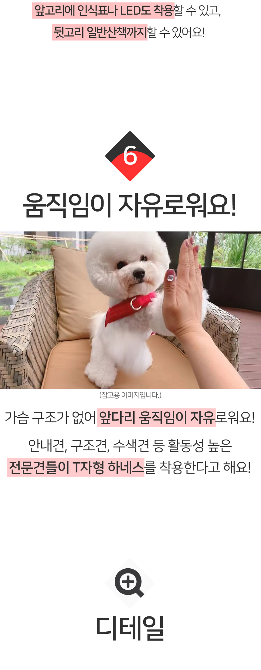 [무료배송] 멍템 앞섬방지 하네스 메쉬 리드줄 세트 1.5m 2.5m XXS-XL 20번째