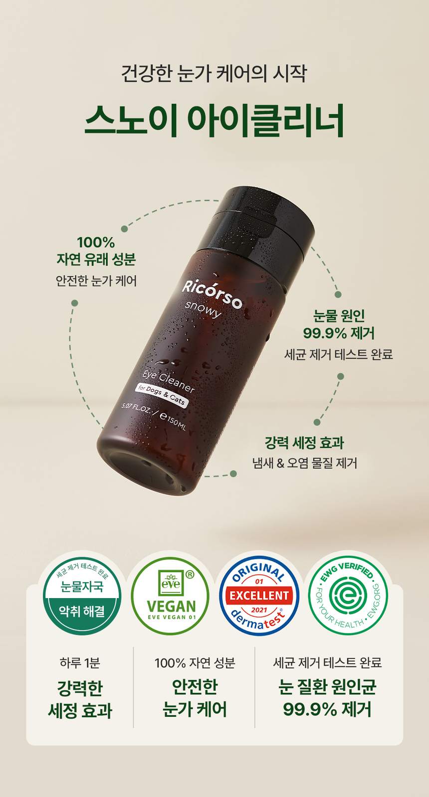 [무료배송] 리꼬르소 독/캣 스노이 아이클리너 150ml 9번째