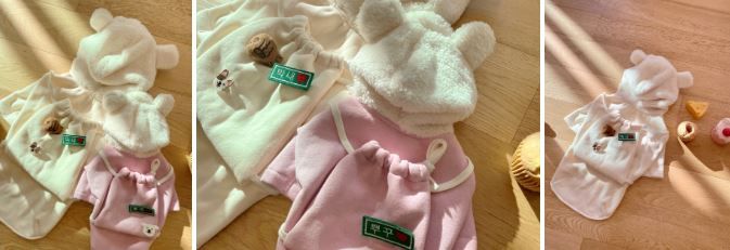 [무료배송] 찰리롤리 곰돌이 기모 후드티셔츠 핑크/아이보리 S-2XL 14번째