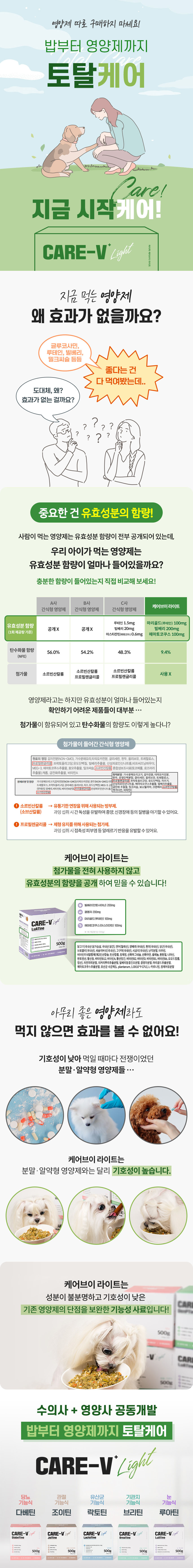 [무료배송] 하이독 케어브이 라이트 락토틴 30억 유산균 장건강 관리 기능식 500g 1번째