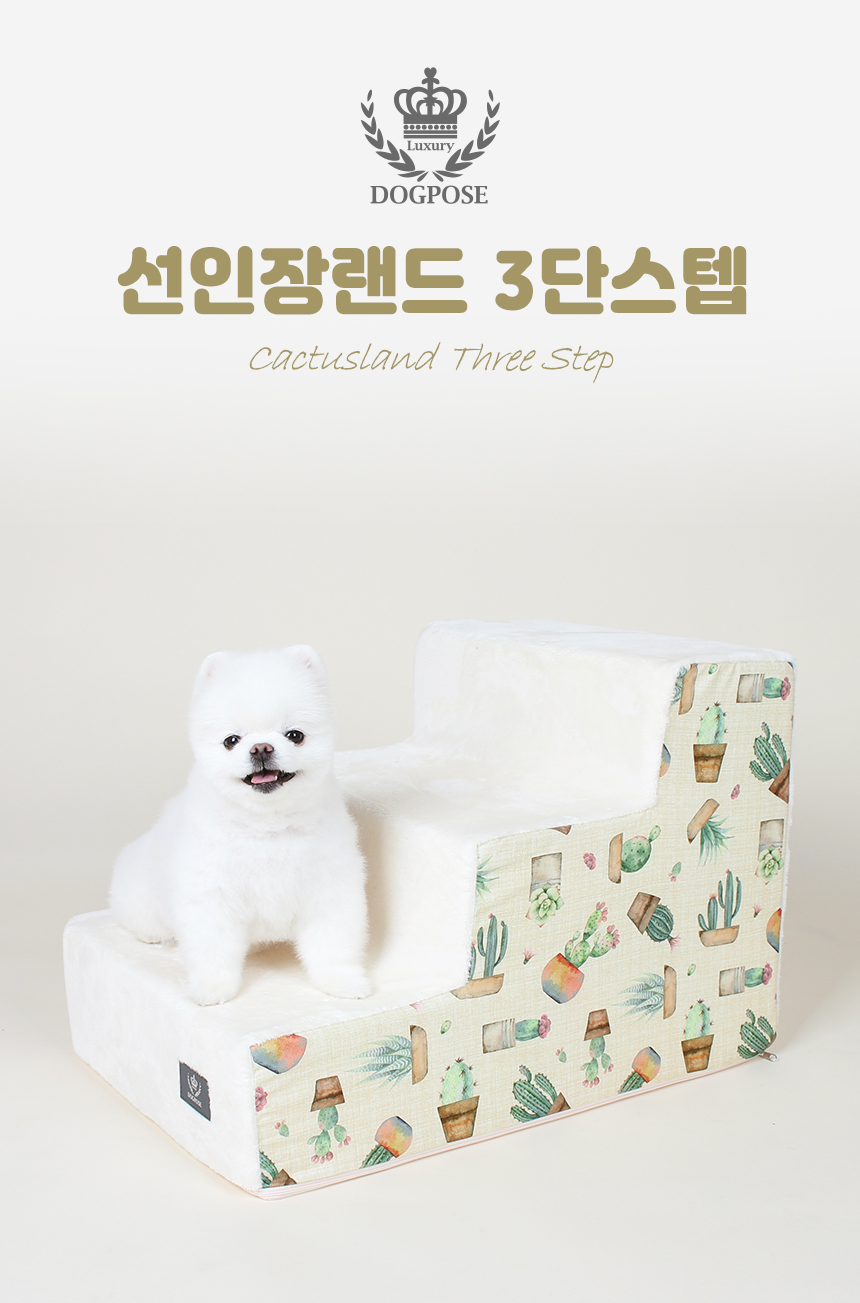 [무료배송] 초코펫하우스 선인장랜드 3단 스텝 아이보리/블랙 1번째