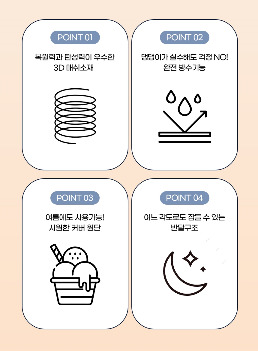 [무료배송]  가을이네 독 3D 메쉬 쿨 침대 아이보리/블루 3번째