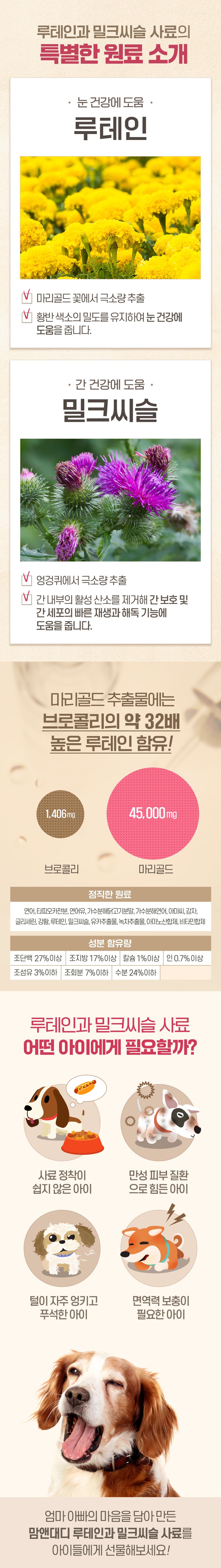 [무료배송] 맘앤대디 독 그레인프리 루테인과 밀크시슬 1.2kg 9번째